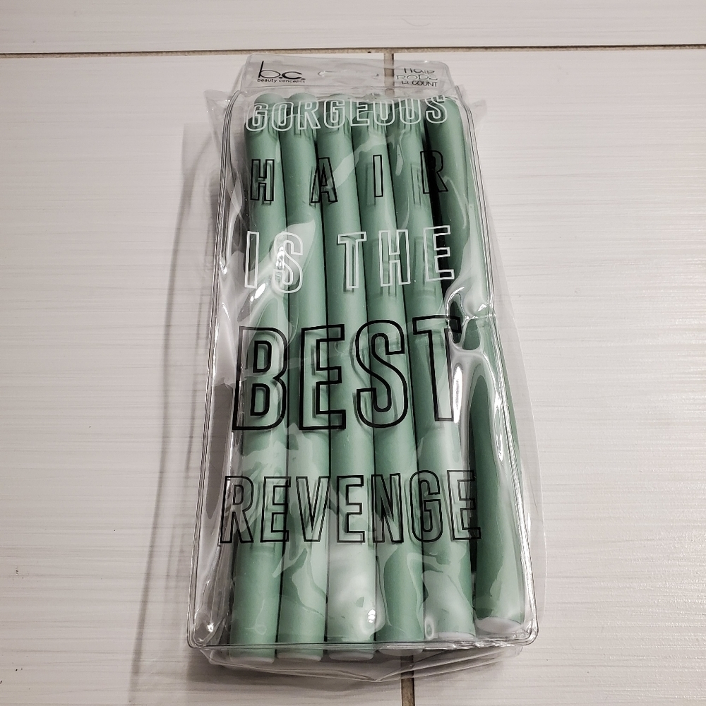 Beauty Concepts 12 Hair Rods Heat Less Curling Tools Mint Green Hair Curl New